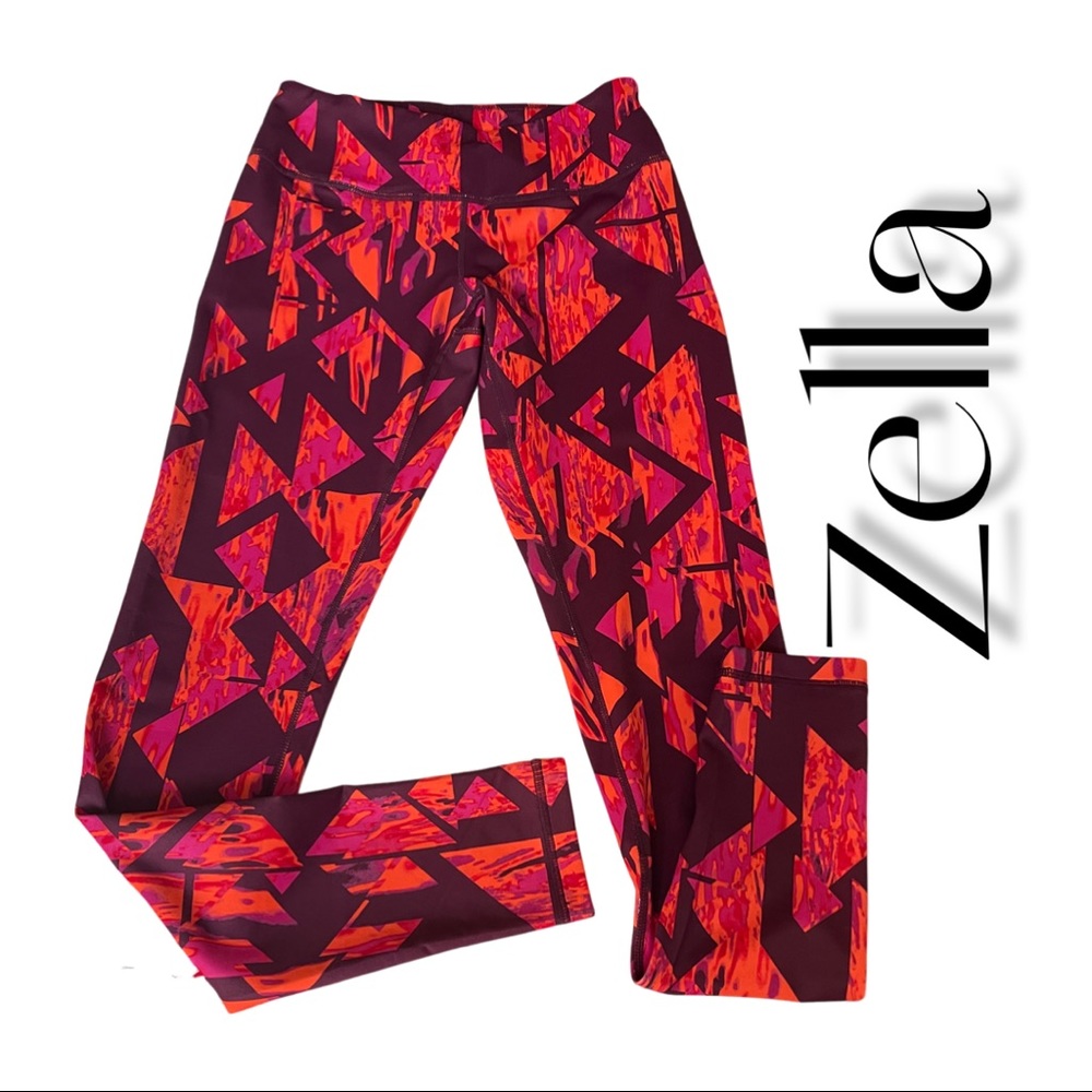 Zella Hot Pink Orange Geometric Leggings